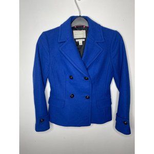 Banana Republic Wool Blend Blue Pea Coat Size small Italian Fabric